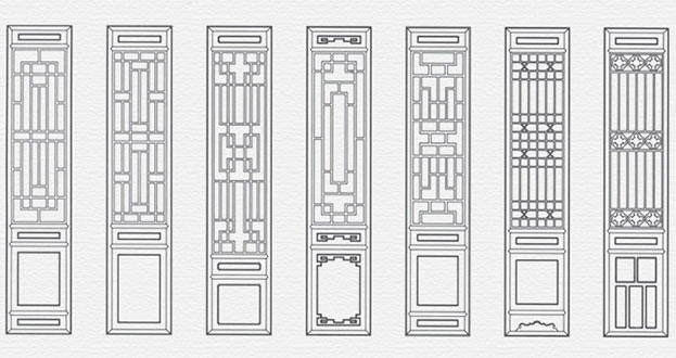 应县常用中式仿古花窗图案隔断设计图